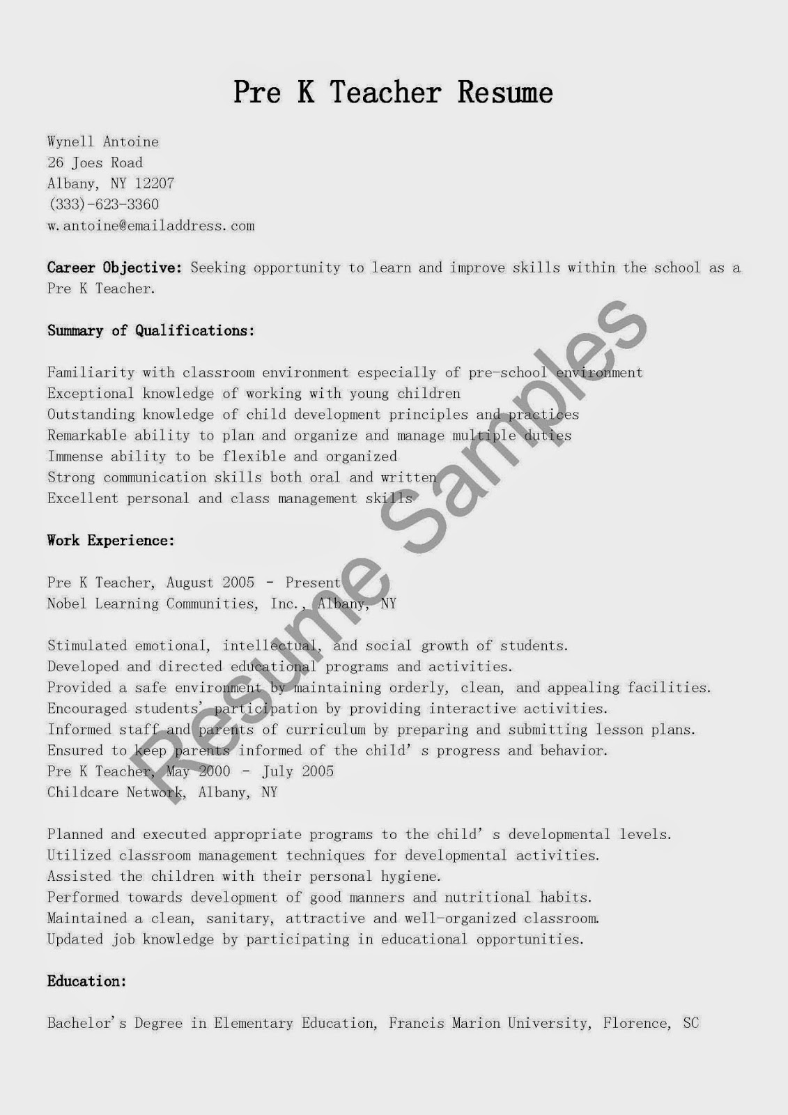 Perfered font resume